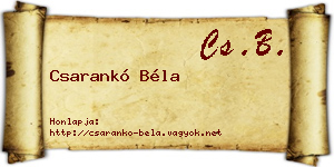 Csarankó Béla névjegykártya