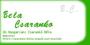 bela csaranko business card