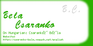 bela csaranko business card